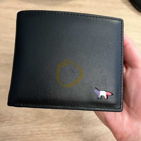 Maison Kitsune Tricolor Fox Compact Bifold Wallet Black (New) - Picture 4 of 15